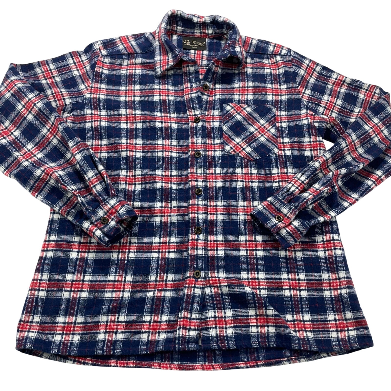 The Vermont Flannel Co 100 Cotton Button Up Shirt Mens Size Small Made In Usa
